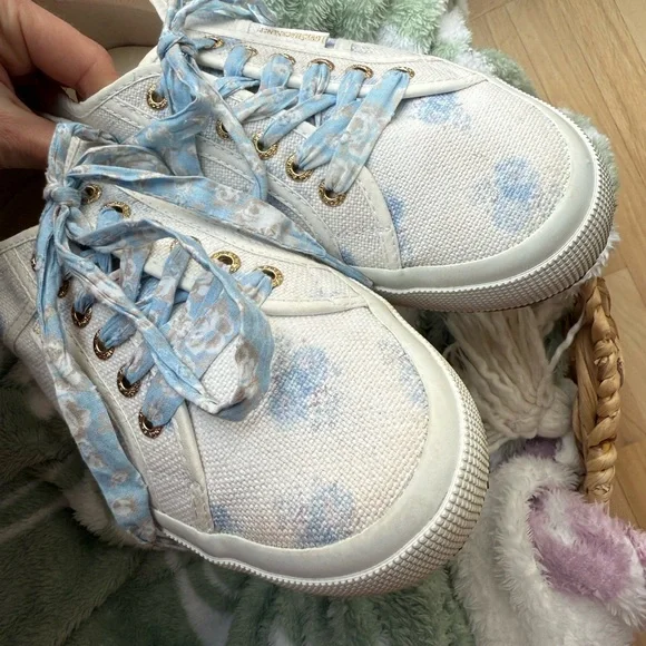 Superga x LoveShackFancy 2750 Sneaker Morning Mist - White/Blue Floral- Size 9.5 - Picture 7 of 15